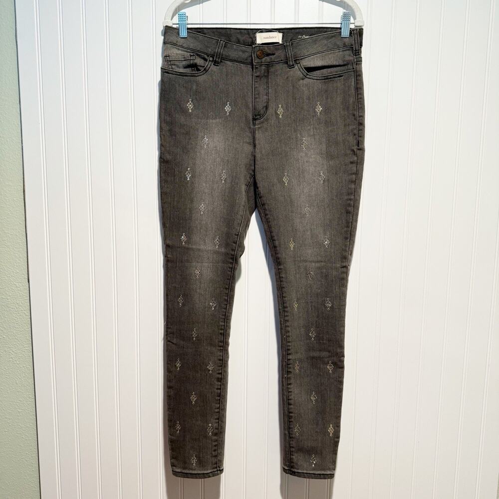 Sundance Primrose Gray Sequined Jeans Skinny Fit Size 30 - Picture 1 of 8